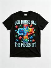 God Makes All The Pieces Fit T-Shirt Autism Awareness Christian Tee