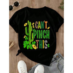 I Cant Pinch This St Patrick's Day Cactus Shamrock T-Shirt Funny Lucky Irish Holiday Shirt For Women Men Unisex Casual Wear