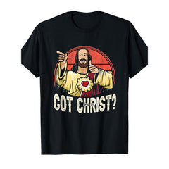 Men's Funny "Got Christ?" Jesus Graphic T-Shirt - Crew Neck Short Sleeve Tee with Religious Humor Print, Casual Wear for Christmas Gifts & Daily Outfits, Humorous Apparel