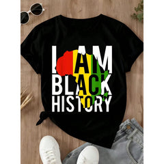 Black T Shirt I Am Black History Africa Map With Colors Design For Everyday Wear And Cultural Celebration