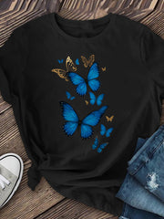 Blue Butterfly Print T-shirt