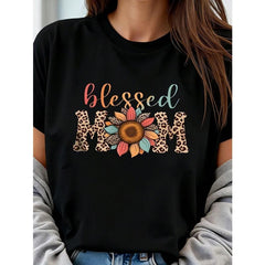 Mom Women's Plus Size T-Shirt Oversized Graphic Short 220g Sleeve Tee Novelty 100% Polyester Shirt Casual Crew Neck Top gift