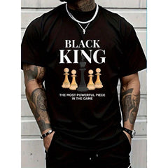 100% Cotton Black King The Most Powerful Piece in The Game Chess T-Shirt