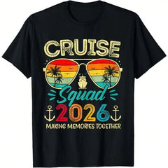 100% Cotton Crew Neck Short Sleeve Graphic T-Shirt, Lightweight Family Group Matching Tee For Cruise Summer Vacation