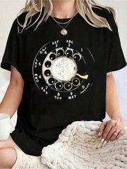 100% Cotton Loose Fit Retro Rotary Telephone Graphic T-Shirt, 220g Soft Comfort Casual Fashion Tee, Birthday Gift For Family And Friends Daily Wear