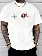100% Cotton Mexico Heart Mexico Flag Heartbeat EKG Pulse Mexican Pride T-Shirt