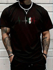 100% Cotton Mexico Heart Mexico Flag Heartbeat EKG Pulse Mexican Pride T-Shirt