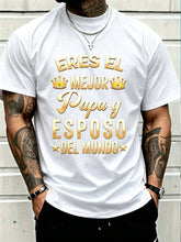 100% Cotton Regalos Para Papa Dia Del Padre Camiseta Mejor Esposo T-Shirt Short Sleeve T-Shirt Women's Men's Graphic Tee Causal Tops Women's Men Graphic Tee
