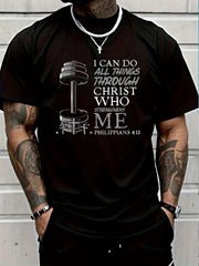 100% Cotton Shirt Can Do All Things Weightlifter Christian Gym Bible Verse T-Shirt