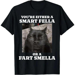 Menswear Men's Short-Sleeve Round Neck T-Shirt - Casual Streetwear Top with "Smart Fella or Fart Smella" Funny Meme Graphic