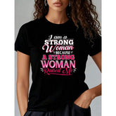 "I Am A Strong Woman" Bold Pink White Text 1 Pcs Women's Plus Size T-Shirt Funny Oversized Graphic Short Sleeve Tee Novelty 100% Polyester 220g Shirt Casual Crew Neck Top