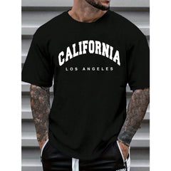 Men Summer Letter Printed Round Neck Short Sleeve Casual T-Shirt