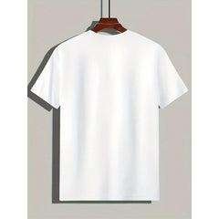 Men's Modern Geometric Triangle Pattern T-Shirt - White & Black Contrast Casual Crewneck Tee - Breathable Everyday Summer Shirt For Office Outings - Machine Washable Adult Men's Top