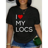 100% Cotton I Love My Locs Natural Hair T-Shirt Unisex Classic Comfort Tee Tops Oversized Crew Neck T Shirts