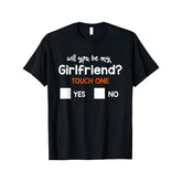 Humorous Graphic Tee Saying "Will You Be My Girlfriend? Press One Button" - 230Gsm Soft Unisex Shirt Featuring Yes/No Checkboxes And a Heart Design, Perfect Valentine'S Day Gift for Men, Women, And Teens, Casual Short-Sleeve Round Neck Shirt Availab