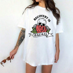 Recovery Is Graphic Tee T-Shirt For Women, Sobriety, Sober Life, Recovery, Aa Na