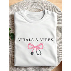Coquette Vitals And Vibes Shirt, Funny Nursing Shirt, Gift For Nurse, Nurse Appreciation, Medical Student Shirts, Cute Stethoscope Tees