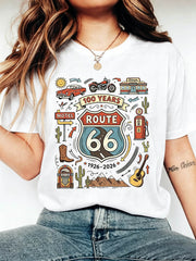 Route 66 100 Years T-Shirt 1926-2026 Vintage Highway Anniversary Tee