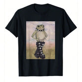 Cute Emo Frog Cottagecore Aesthetic 2000s Retro Toad Goth T-Shirt,100% Cotton Casual Crew Neck, Short Sleeve Top, Perfect For Spring & Summer Streetwear Shortsleeve