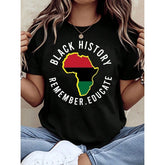 History Remember Educate Africa Map T Shirt For Women Men Unisex History Month Apparel Educational Clothing Cultural Awareness Gift,220g
