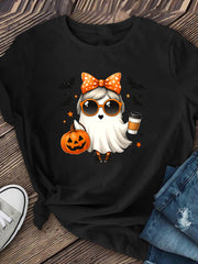 Women's Halloween T-Shirt - Cute with Pumpkin Latte Cup Graphic