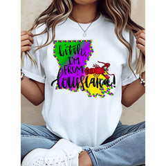 I‘m From Louisiana Mardi Gras T-Shirt | Crawfish & State Outline Design, Festival Celebration Tee