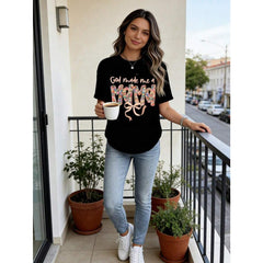 God Made Me A Mama Floral Print Bow T Shirt Women Casual Short Sleeve Top Motherhood Gift For Mom Maternity Wear