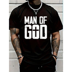 Men's 100% Pure Cotton Round Neck Short-Sleeve Jesus Theme T-Shirt - Streetwear, All-Season Comfortable Casual Menswear Top, Breathable