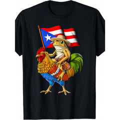 Coqui Frog Puerto Rican Flag Boricua Rooster Taino T-Shirt
