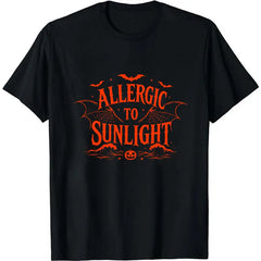 Men's Seamless Knit Short-Sleeve Loose Tops - Allergic To Sunlight Vintage Graphic T-Shirt, Spooky Goth Alt Bat Aesthetic Casual Summer Tee