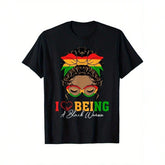 I Love Being A Black History Month T-Shirt - Vibrant Rastafarian Colors & African-Inspired Print, Unisex Casual Round Neck Tee, Machine Washable Gift For Women Men Dad Mom Friends