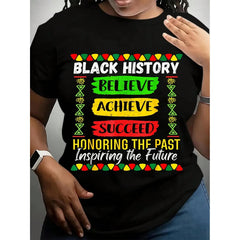 History Month Believe Achieve Succeed African T-Shirt, Suitable For Mens & Womens Outdoor T-Shirt, 100%Cotton