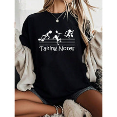 100% Cotton Musical Taking Notes Music Lovers Vintage Teachers Funny T-Shirt Summer Tops For Women