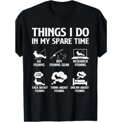 Things I Do In My Spare Time Fishing Boys Men Bass Fishing T-Shirt cotton, Shortsleeve, Casual