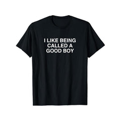 Men's Cotton Short-Sleeve Round Neck Graphic T-Shirt - "I Like Being Called a Good Boy" Funny Print, Black, Comfortable Versatile Menswear Top, Summer Streetwear Casual Wear