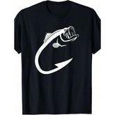 Simple Fishhook Art T-Shirt | Men's Soft Cotton Tee | Breathable Everyday Top | Christmas Gift