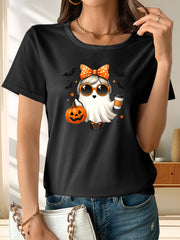 Women's Halloween T-Shirt - Cute with Pumpkin Latte Cup Graphic