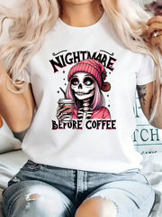 Funny Graphic Print Women's T-Shirt, Round Neck, Short Sleeved, Sportswear Womens Comfortable Top for All Seasons Women Clothes