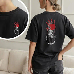 Protect Indigenous Women Red Hand Shirt MMIW Awareness Graphic T-Shirt for Women- Justice for MMIW Streetwear, Meaningful Cause Tee Unisex Top