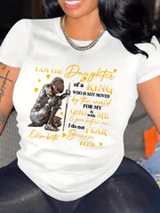 'I Am The Daughter of God' Letter Print Graphic T shirt Short-Sleeved Casual Round Neck Top, Women'S Clothing,Perfect for All-season Wear