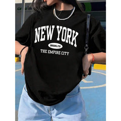 Graphic Tee, Vacation,Women's Summer Letter Print Loose Casual T-Shirt, Daily Casual Fashion Versatile.