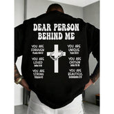 Men's Casual Versatile Simple English Slogan & Cross Print Short Sleeve T-Shirt Funny cotton gift tee