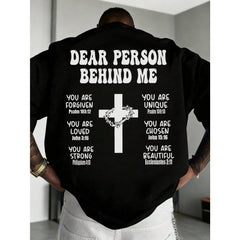 Men's Casual Versatile Simple English Slogan & Cross Print Short Sleeve T-Shirt Funny cotton gift tee