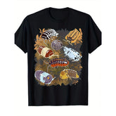 MenS & WomenS Isopod Collection Graphic T-Shirt | Black Streetwear Tee with Colorful Insect & Isopod Print, Round Neck, Short Sleeve, Casual