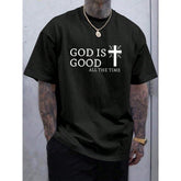 Men Casual Graphic Printed Summer Cross & Slogan Short Sleeve T-Shirt, For Friends