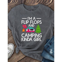 "Funny Quotes" Printed T-shirt, Fashionable, Casual Loose Short-sleeved, Casual Short-sleeved Round-neck T-shirt, Summer Wear