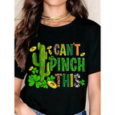 I Cant Pinch This St Patrick's Day Cactus Shamrock T-Shirt Funny Lucky Irish Holiday Shirt For Women Men Unisex Casual Wear