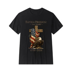 250 Years Anniversary USA T-Shirt America Eagle Faith & Freedom Unisex Cotton
