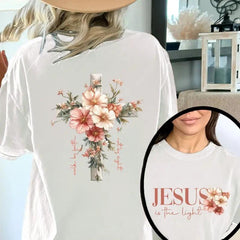 Jesus is the Light Floral Christian Shirt Motivational Quotes Bible Verse Floral Religious His Grace is Enough Religious Shirt