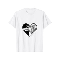 Men'S T-Shirt - Round Neck Casual Shirt, Heart-Shaped Rose Print, Valentine'S T-Shirt, Men'S Love Shirt, Heart Pattern Tee